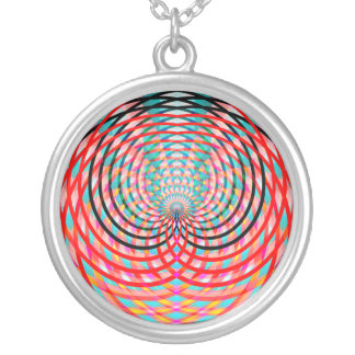 Psychedelic Braided Circles Silver Plated Necklace