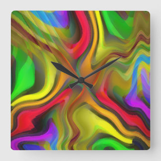 Psychedelic Breakfast Square Wall Clock