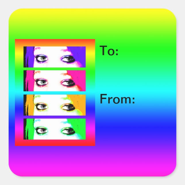 Psychedelic Bright Eyes Gift Tag Stickers (Front)
