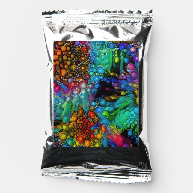 Psychedelic Bubble Burst Abstract Daisies  Coffee Drink Mix (Front)