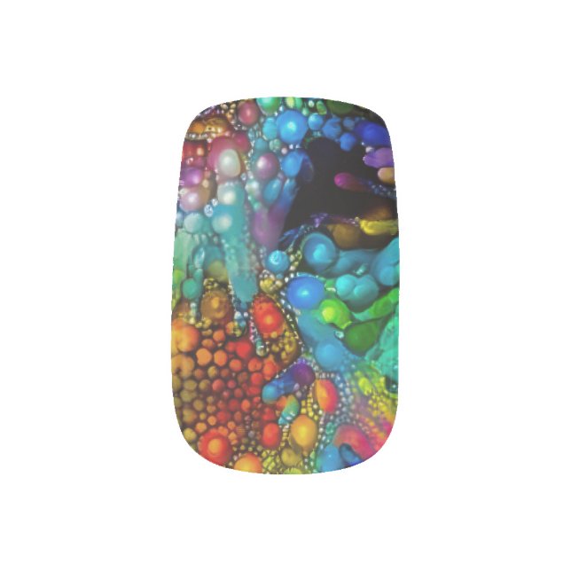 Psychedelic Bubble Burst Abstract Daisies  Minx Nail Art (Left Thumb)