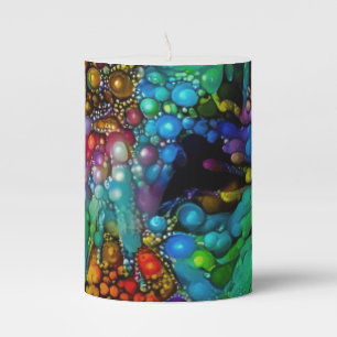 Psychedelic Bubble Burst Abstract Daisies  Pillar Candle