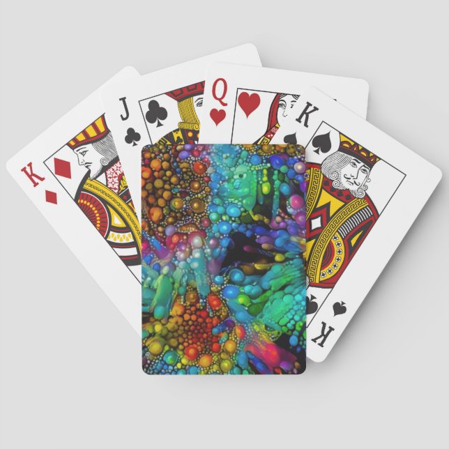 Psychedelic Bubble Burst Abstract Daisies  Poker Cards (Back)