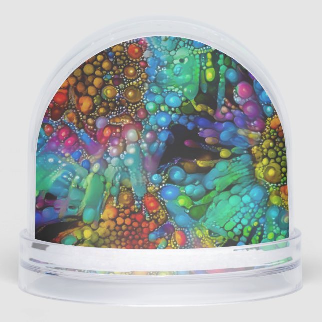Psychedelic Bubble Burst Abstract Daisies  Snow Globe (Front)