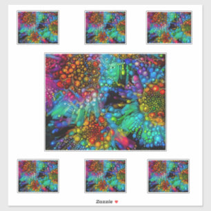 Psychedelic Bubble Burst Abstract Daisies Sticker