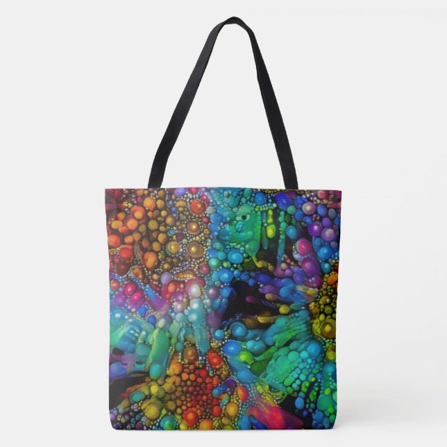 Psychedelic Bubble Burst Abstract Daisies  Tote Bag (Front)
