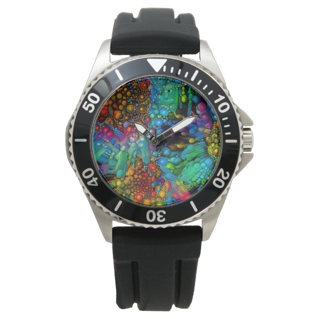 Psychedelic Bubble Burst Abstract Daisies  Watch (Front)