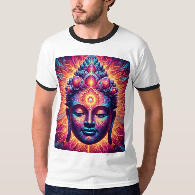 Psychedelic Buddha Art  - Vibrant Third Eye  T-Shirt (Front)