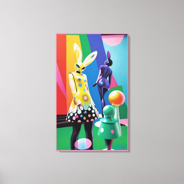 Psychedelic Bunny World Canvas Print (Front)