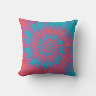 Psychedelic Burst of Colors Throw Pillow