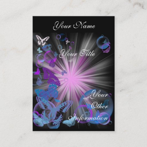 Customizable psychedelic butterflies business card template