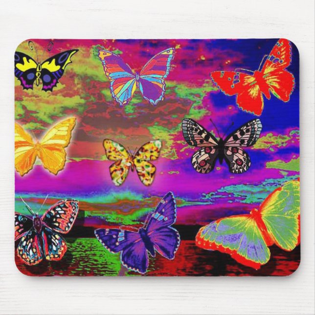 psychedelic Butterflies  Mousepad (Front)