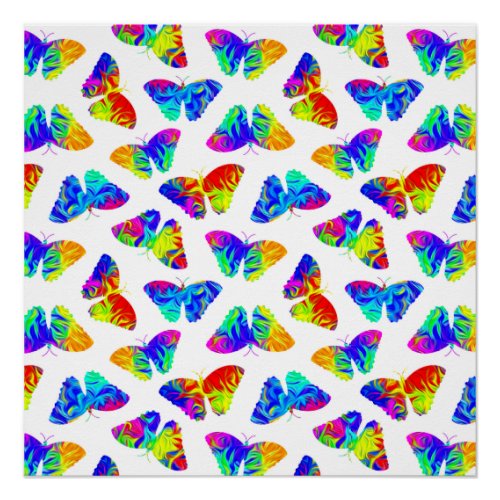 Psychedelic butterflies poster