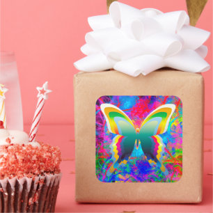 Psychedelic Butterflies Square Sticker