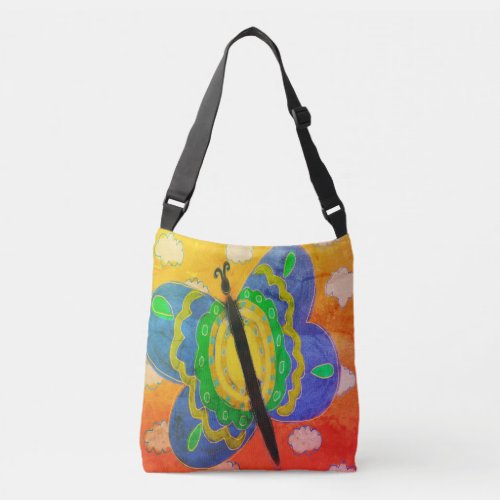 Psychedelic Butterfly Abstract Art Crossbody Bag