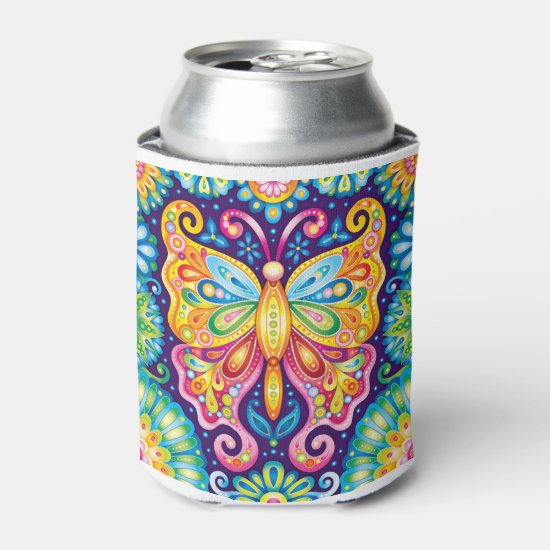 Psychedelic Butterfly Art by Thaneeya McArdle Can Cooler