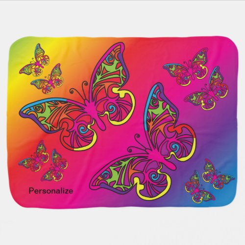 Psychedelic Butterfly Baby Blanket