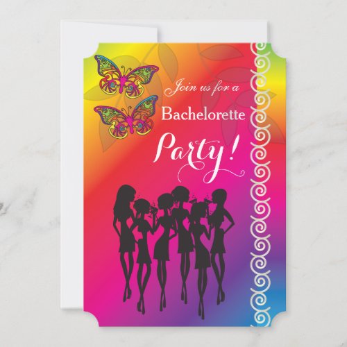 Psychedelic Butterfly Bachelorette Party Designs Invitation