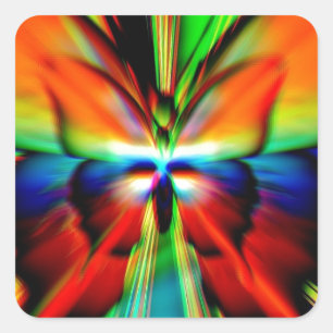 Psychedelic Butterfly Fractal Square Sticker