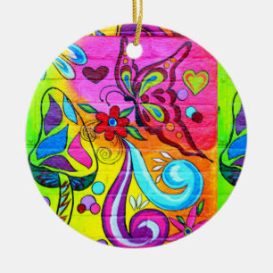 psychedelic butterfly groovy ornament
