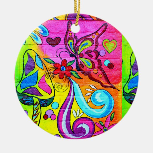 psychedelic butterfly groovy ornament (Front)