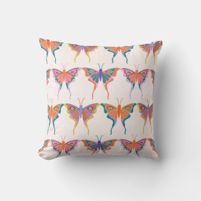 Psychedelic Butterfly Throw Pillow (Front)