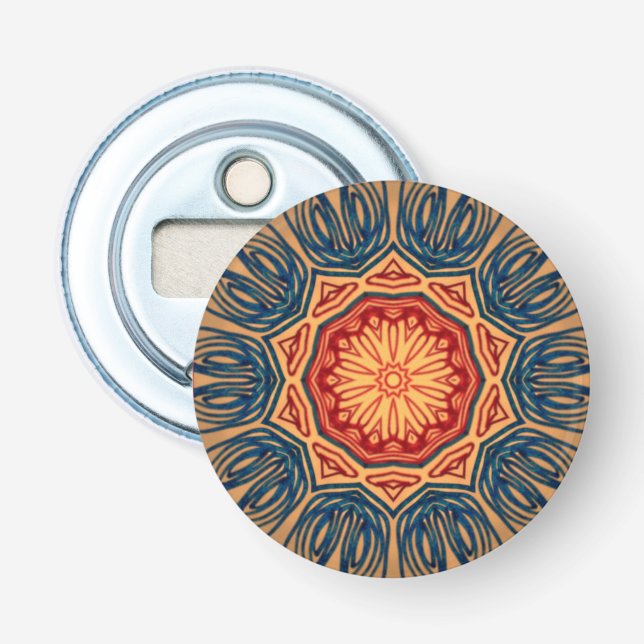 Psychedelic Button Bottle Opener (Front)