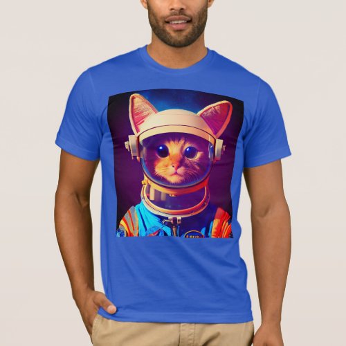 Psychedelic Cat Astronaut Retro Art T_shirt