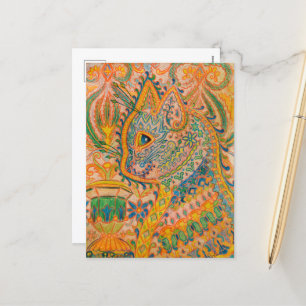 Psychedelic Cat by Louis Wain Holiday Postcard