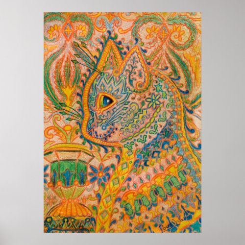Psychedelic Cat by Louis Wain Poster