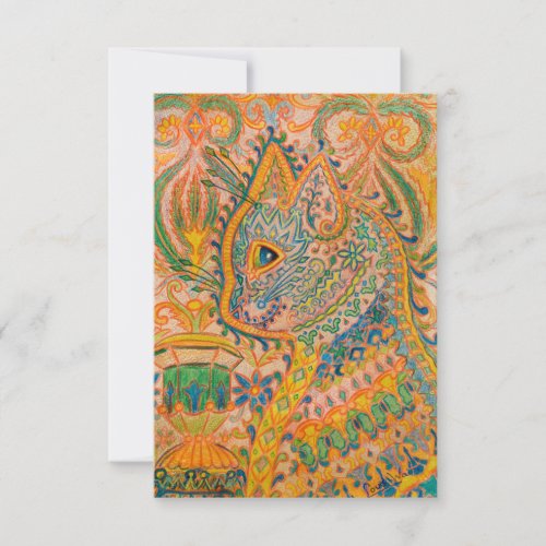 Psychedelic Cat by Louis Wain Thank You Card
