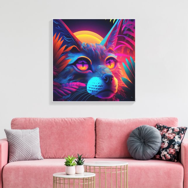 Psychedelic Cat Canvas Print (Insitu(LivingRoom))
