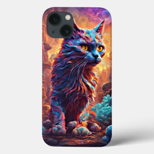 psychedelic cat iPhone 13 case