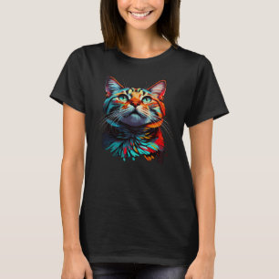 Psychedelic Cat Colorful, Cat Lover T-Shirt