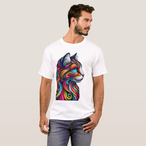 Psychedelic Cat Face T_Shirt T_Shirt