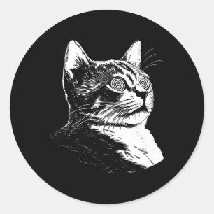 Psychedelic Cat Festival Edm Trippy Illusion Kitty Classic Round Sticker