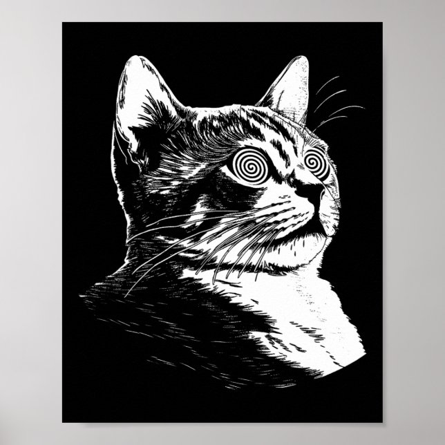Psychedelic Cat Festival Edm Trippy Illusion Kitty Poster (Front)