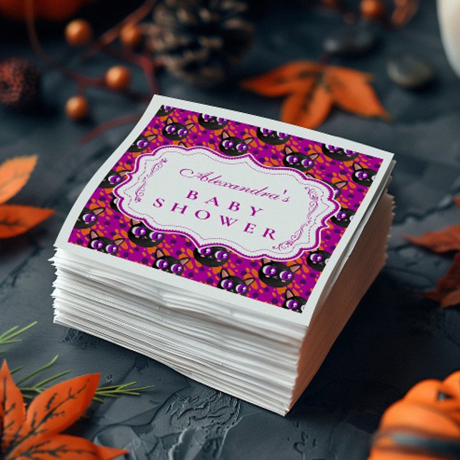 Psychedelic Cat Halloween Baby Shower Napkins (Creator Uploaded)