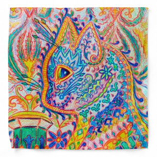 Psychedelic Cat, Louis Wain Bandana