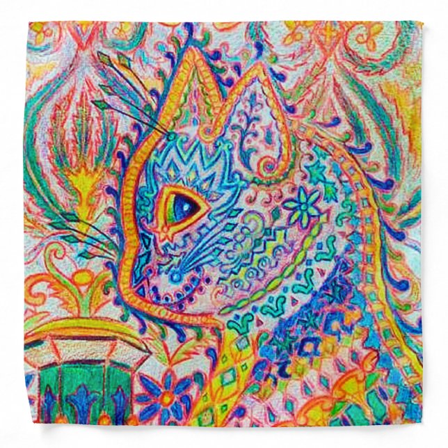 Psychedelic Cat, Louis Wain Bandana (Front)