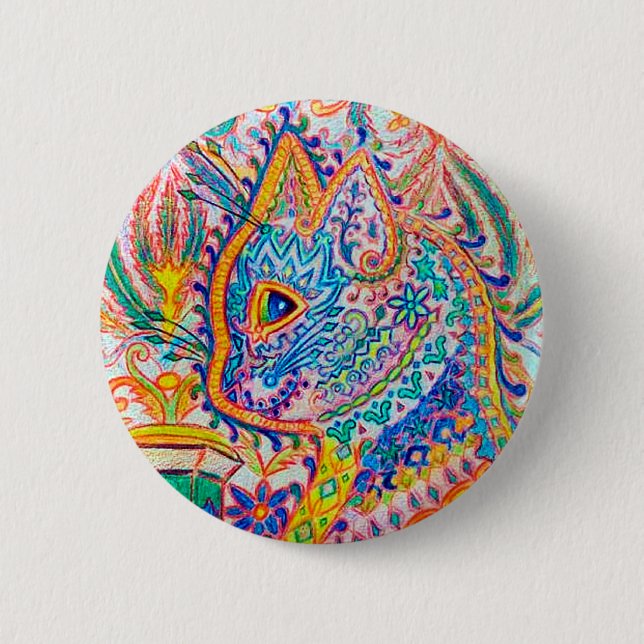 Psychedelic Cat, Louis Wain Button (Front)