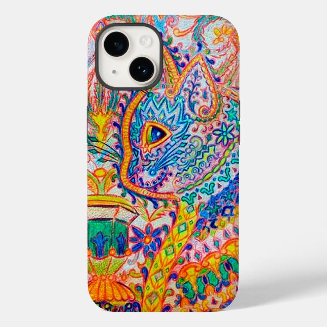 Psychedelic Cat, Louis Wain Case-Mate iPhone Case (Back)