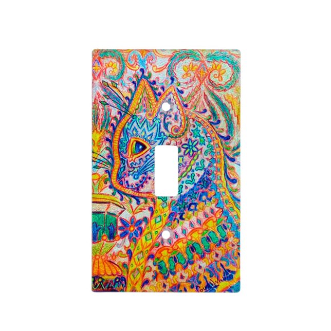 Psychedelic Cat, Louis Wain Light Switch Cover (Front)
