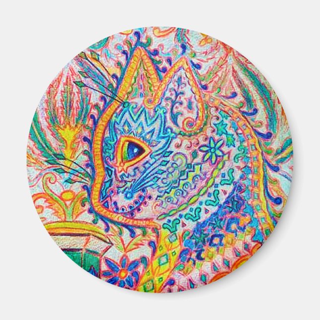 Psychedelic Cat, Louis Wain Magnet (Front)
