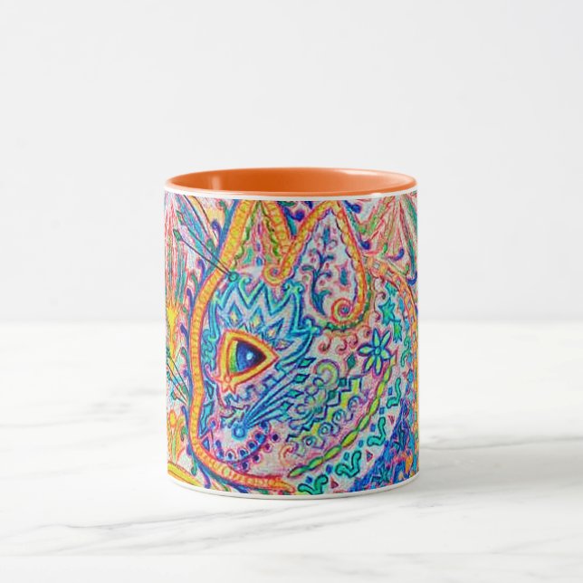 Psychedelic Cat, Louis Wain Mug (Center)