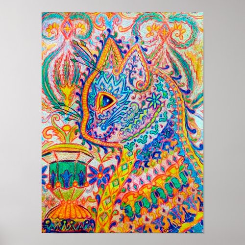 Psychedelic Cat Louis Wain Poster