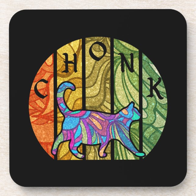 Psychedelic Cat – Trippy Feline Art Beverage Coaster (Front)