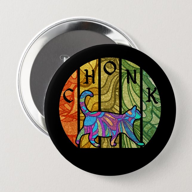 Psychedelic Cat – Trippy Feline Art Button (Front & Back)