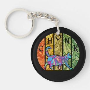 Psychedelic Cat – Trippy Feline Art Keychain