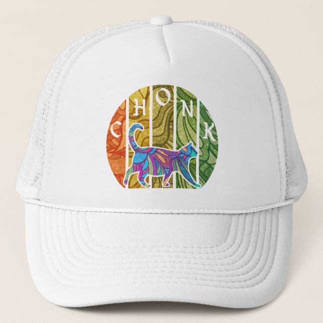 Psychedelic Cat – Trippy Feline Art Trucker Hat (Front)